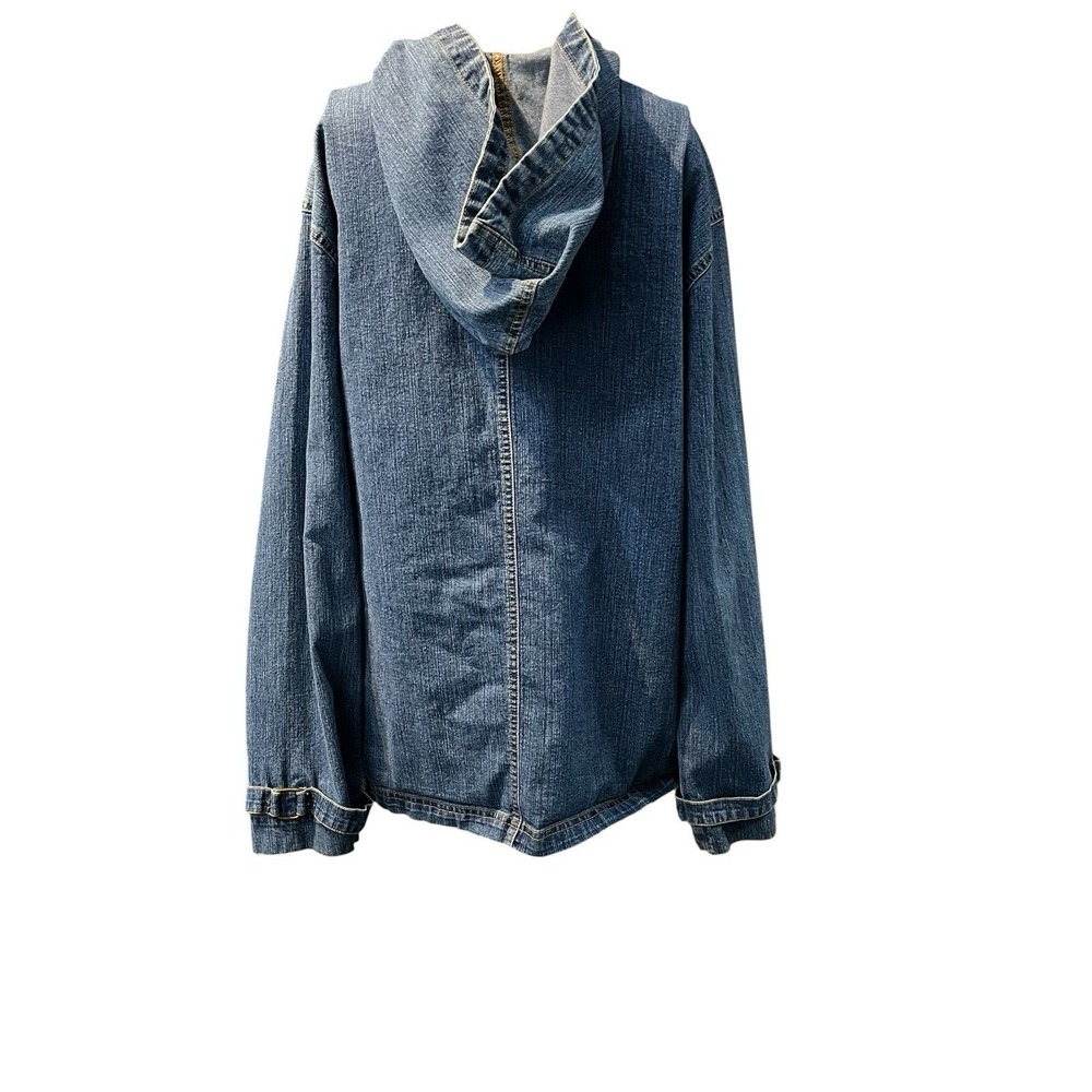 Erika Denim Jacket Hooded Full Zip M Pockets Boho Western Cowgirl Fall Layer